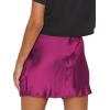 imageLYANER Womens Satin Lace Trim Split Slit Hem Zipper High Wasit Mini Short SkirtMagenta
