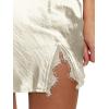 imageLYANER Womens Satin Lace Trim Split Slit Hem Zipper High Wasit Mini Short SkirtOffwhite