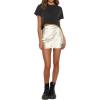 imageLYANER Womens Satin Lace Trim Split Slit Hem Zipper High Wasit Mini Short SkirtOffwhite