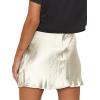 imageLYANER Womens Satin Lace Trim Split Slit Hem Zipper High Wasit Mini Short SkirtOffwhite