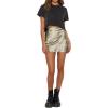 imageLYANER Womens Satin Lace Trim Split Slit Hem Zipper High Wasit Mini Short SkirtOlive Green