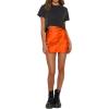 imageLYANER Womens Satin Lace Trim Split Slit Hem Zipper High Wasit Mini Short SkirtOrange
