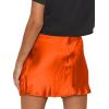 imageLYANER Womens Satin Lace Trim Split Slit Hem Zipper High Wasit Mini Short SkirtOrange