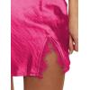 imageLYANER Womens Satin Lace Trim Split Slit Hem Zipper High Wasit Mini Short SkirtRose