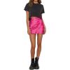 imageLYANER Womens Satin Lace Trim Split Slit Hem Zipper High Wasit Mini Short SkirtRose