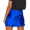 imageLYANER Womens Satin Lace Trim Split Slit Hem Zipper High Wasit Mini Short SkirtRoyal Blue