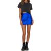 imageLYANER Womens Satin Lace Trim Split Slit Hem Zipper High Wasit Mini Short SkirtRoyal Blue