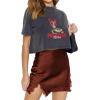 imageLYANER Womens Satin Lace Trim Split Slit Hem Zipper High Wasit Mini Short SkirtRust Brown