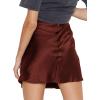 imageLYANER Womens Satin Lace Trim Split Slit Hem Zipper High Wasit Mini Short SkirtRust Brown