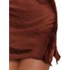 imageLYANER Womens Satin Lace Trim Split Slit Hem Zipper High Wasit Mini Short SkirtRust Brown
