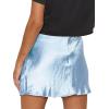 imageLYANER Womens Satin Lace Trim Split Slit Hem Zipper High Wasit Mini Short SkirtSky Blue