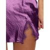 imageLYANER Womens Satin Lace Trim Split Slit Hem Zipper High Wasit Mini Short SkirtViolet