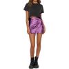 imageLYANER Womens Satin Lace Trim Split Slit Hem Zipper High Wasit Mini Short SkirtViolet