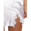 imageLYANER Womens Satin Lace Trim Split Slit Hem Zipper High Wasit Mini Short SkirtWhite