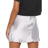 imageLYANER Womens Satin Lace Trim Split Slit Hem Zipper High Wasit Mini Short SkirtWhite