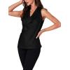 imageLYANER Womens Satin Silky Cowl Neck Drape Ruched Front Sleeveless Tank Blouse Shirts TopBlack