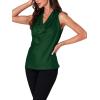 imageLYANER Womens Satin Silky Cowl Neck Drape Ruched Front Sleeveless Tank Blouse Shirts TopDark Green