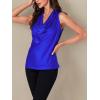 imageLYANER Womens Satin Silky Cowl Neck Drape Ruched Front Sleeveless Tank Blouse Shirts TopRoyal Blue