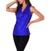 imageLYANER Womens Satin Silky Cowl Neck Drape Ruched Front Sleeveless Tank Blouse Shirts TopRoyal Blue