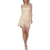 imageLYANER Womens Sexy Two Piece Outfit Fringe Sleeveless Cami and Short Skirt SetsBeige