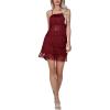 imageLYANER Womens Sexy Two Piece Outfit Fringe Sleeveless Cami and Short Skirt SetsBurgundy