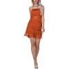 imageLYANER Womens Sexy Two Piece Outfit Fringe Sleeveless Cami and Short Skirt SetsBurnt Orange