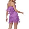 imageLYANER Womens Sexy Two Piece Outfit Fringe Sleeveless Cami and Short Skirt SetsLilac