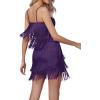 imageLYANER Womens Sexy Two Piece Outfit Fringe Sleeveless Cami and Short Skirt SetsPurple