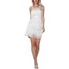 imageLYANER Womens Sexy Two Piece Outfit Fringe Sleeveless Cami and Short Skirt SetsWhite