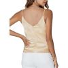 imageLYANER Womens Silk Satin Spaghetti Strap V Neck Ruched Sleeveless Cami Peplum TopChampagne