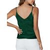 imageLYANER Womens Silk Satin Spaghetti Strap V Neck Ruched Sleeveless Cami Peplum TopDark Green