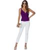 imageLYANER Womens Silk Satin Spaghetti Strap V Neck Ruched Sleeveless Cami Peplum TopDark Purple