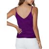 imageLYANER Womens Silk Satin Spaghetti Strap V Neck Ruched Sleeveless Cami Peplum TopDark Purple