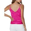 imageLYANER Womens Silk Satin Spaghetti Strap V Neck Ruched Sleeveless Cami Peplum TopRose