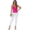 imageLYANER Womens Silk Satin Spaghetti Strap V Neck Ruched Sleeveless Cami Peplum TopRose