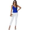 imageLYANER Womens Silk Satin Spaghetti Strap V Neck Ruched Sleeveless Cami Peplum TopRoyal Blue