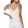 imageLYANER Womens Silk Satin Spaghetti Strap V Neck Ruched Sleeveless Cami Peplum TopWhite