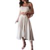 imageLYANER Womens Two Pieces Croped Cami Top and Elastic Waist Midi Skirt SetsBeige