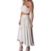 imageLYANER Womens Two Pieces Croped Cami Top and Elastic Waist Midi Skirt SetsBeige