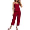 imageLYANER Womens Pajamas Set V Neck Sleeveless Cami Top with Pants PJ Set SleepwearBurgundy