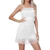 imageLYANER Womens Sexy Two Piece Outfit Fringe Sleeveless Cami and Short Skirt SetsWhite