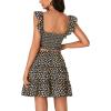 imageLYANER Womens 2 Piece Outfits Flora Print Smocked Cami Crop Top and Mini Skirt SetBlue