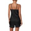 imageLYANER Womens 3pcs Sleepwear Silk Satin V Neck Lace Trim Cami Top and Shorts Pajama Set with RobeBlack