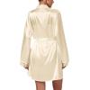 imageLYANER Womens 3pcs Sleepwear Silk Satin V Neck Lace Trim Cami Top and Shorts Pajama Set with RobeChampagne