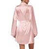 imageLYANER Womens 3pcs Sleepwear Silk Satin V Neck Lace Trim Cami Top and Shorts Pajama Set with RobePink