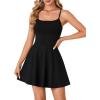 imageLYANER Womens Adjustable Spaghetti Straps Mini Dress Backless A Line Flowy Fit and Flare Cami Slip Short DressesBlack