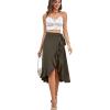 imageLYANER Womens Boho Floral Print Wrap Front Self Tie Knots Ruffle Hem Split Midi SkirtSolid Army Green