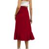 imageLYANER Womens Boho Floral Print Wrap Front Self Tie Knots Ruffle Hem Split Midi SkirtSolid Burgundy