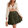 imageLYANER Womens Casual High Waist A Line Ruffle Hem Swing Skater Short Mini SkirtArmy Green