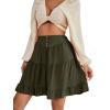 imageLYANER Womens Casual High Waist A Line Ruffle Hem Swing Skater Short Mini SkirtArmy Green